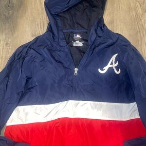 Atlanta Braves Navy and Red Windbreaker Jacket